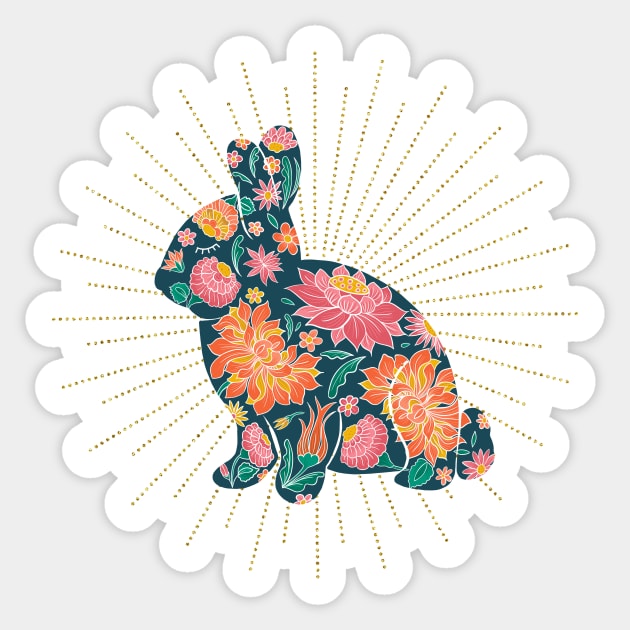 Chintz floral bunny silhouette Sticker by Home Cyn Home 